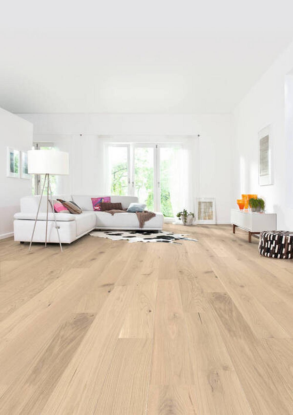 Parkettboden Eiche Hellbraun Landhausdiele Stärke 11mm - Hellbraun, Basics, Holzwerkstoff (18/108.5cm) - Living by HARO