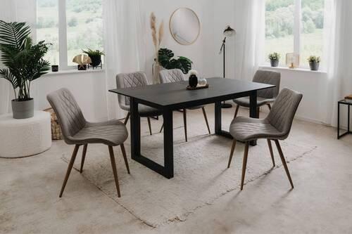 Stuhl Bella 70a Hellgrau B: 53 cm - Eichefarben/Hellgrau, KONVENTIONELL, Textil/Metall (53/84,5/58cm) - MID.YOU