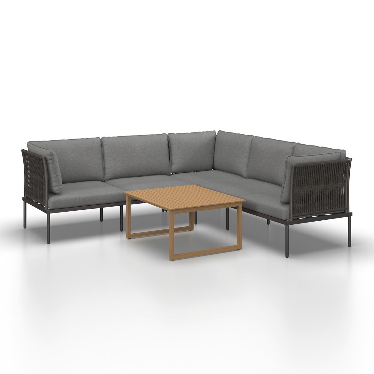 TERASOVÁ SEDACIA SÚPRAVA ELORA - farba akácie/prírodná farba, Modern, kov/textil (223/75/74cm) - Bessagi Garden