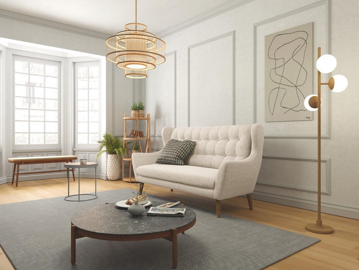 3-Sitzer-Sofa Henry, Silberfarben B: 197 cm - Eichefarben/Silberfarben, KONVENTIONELL, Textil (197/107/94cm) - Trendmanufaktur