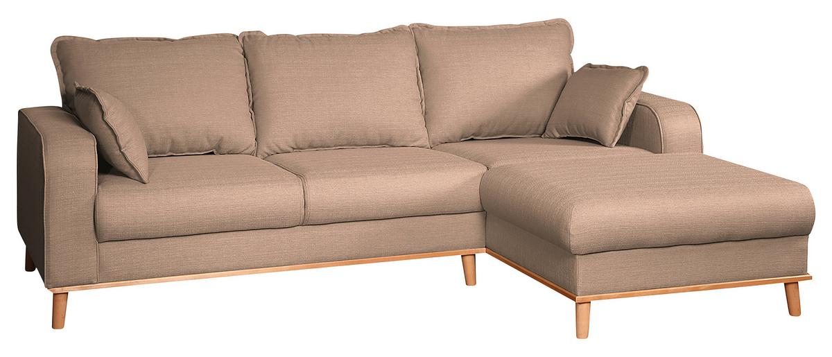Ecksofa Beata Cappuccino S: 230x150 Cm - Wengefarben/Cappuccino, Design, Textil (230/150cm) - Livetastic