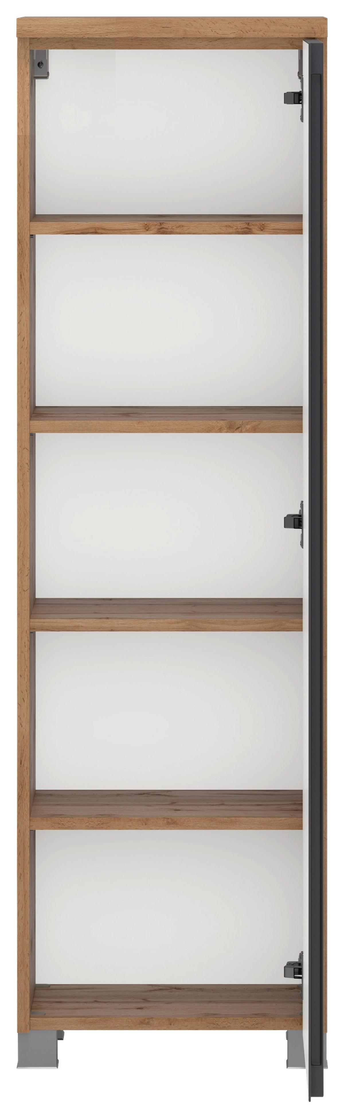 Midischrank Aresa B: 40 Cm Grau/eiche Dekor - Silberfarben/Eiche Wotan, MODERN, Holzwerkstoff (40/130/35cm) - Held