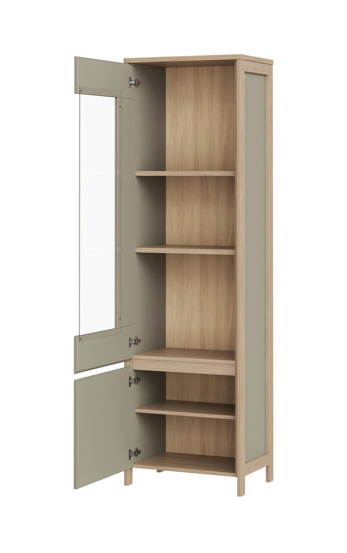 Vitrine Stranda Eukalyptus/Holzfarben B: 58cm - Eichefarben/Eukalyptusholzfarben, Design, Holzwerkstoff (58/195/39cm) - MID.YOU