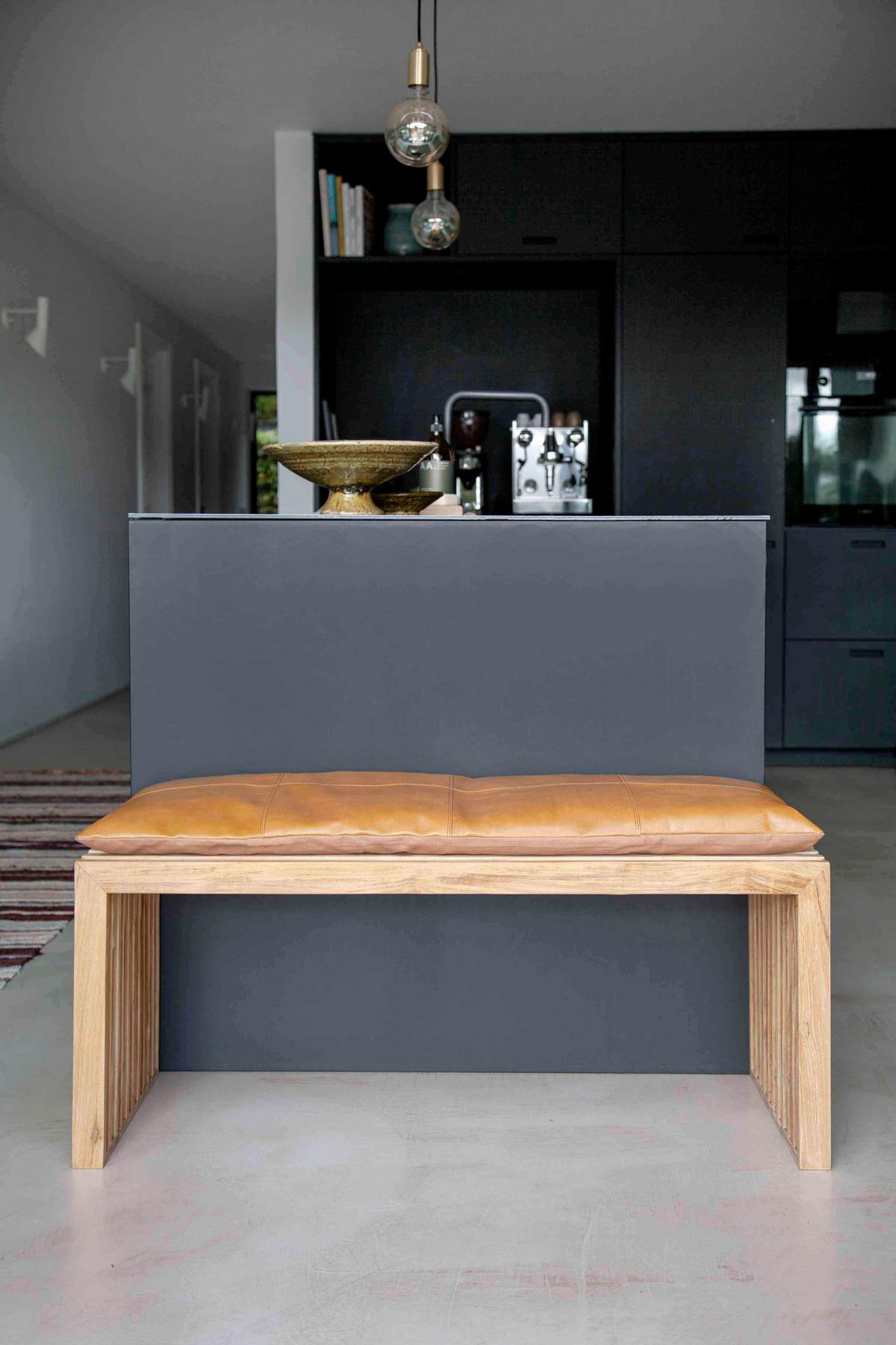 Sitzbank Teakfarben Rib BHT: 104x43x35 cm - Teakfarben, KONVENTIONELL, Holz (104/43/35cm) - MID.YOU