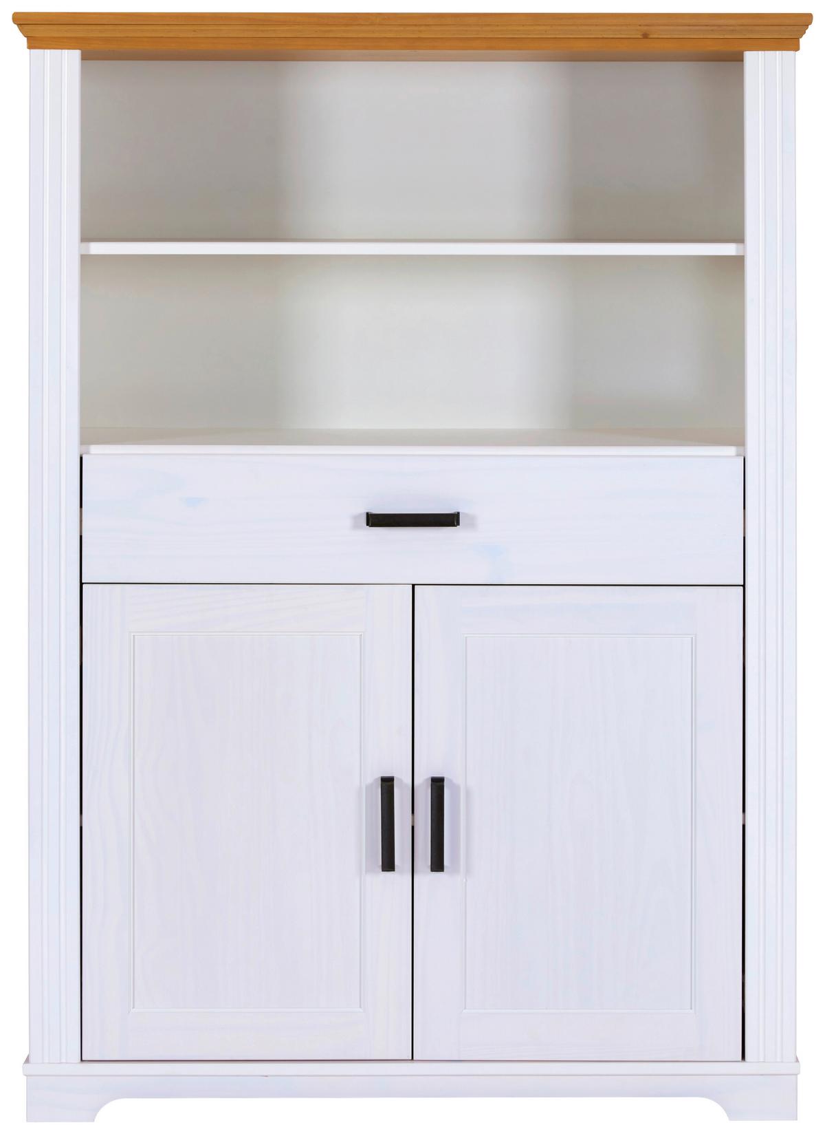 Vitrine Maluno - Eichefarben/Weiß, MODERN, Holz (117/163/41cm) - Livetastic