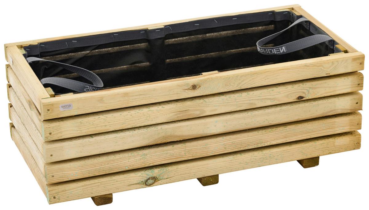Blumenkasten Schwarz Kieferfarben B: 100 Cm - Schwarz/Kieferfarben, Basics, Holz/Textil (100/40/40cm) - Siena Garden