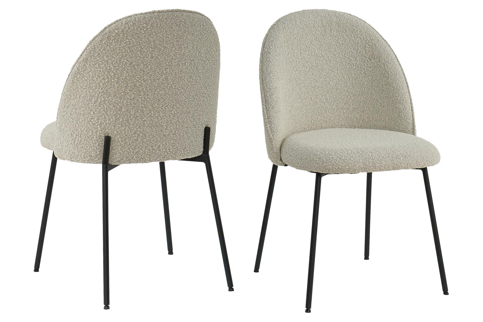 STUHL-SET Schwarz/Beige/Grau 2-teilig - Beige/Schwarz, Design, Textil/Metall (49,5/84/47,5cm) - MID.YOU