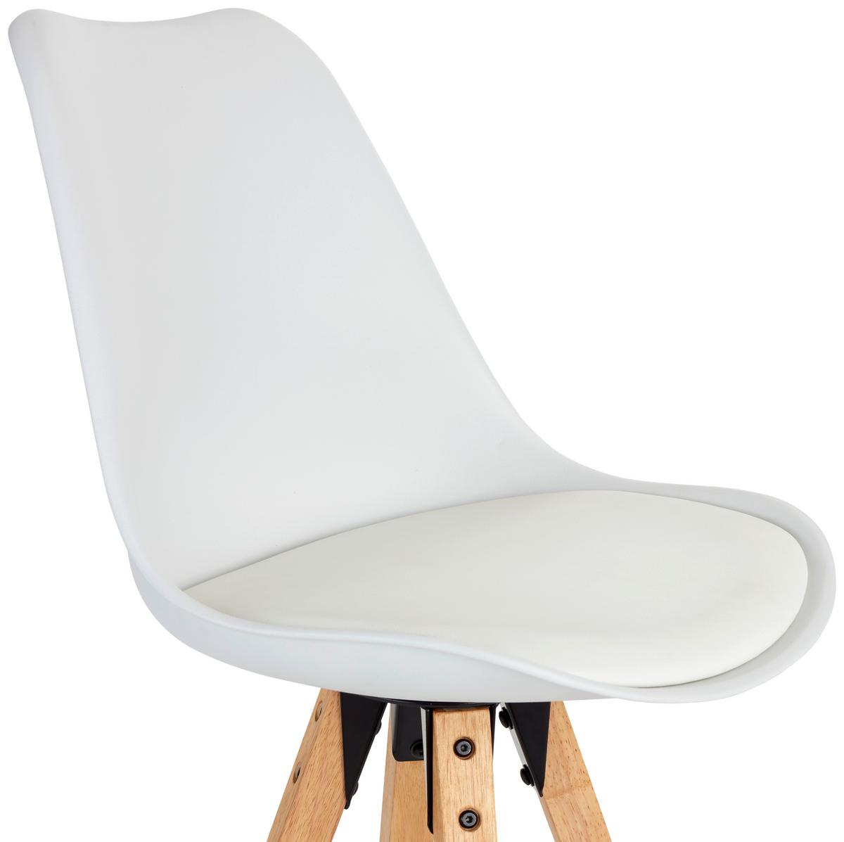 Barhocker mit Lehne Levi Weiß/Kautschukholz - Weiß/Naturfarben, MODERN, Holz/Kunststoff (48,5/111,5/55cm) - MID.YOU
