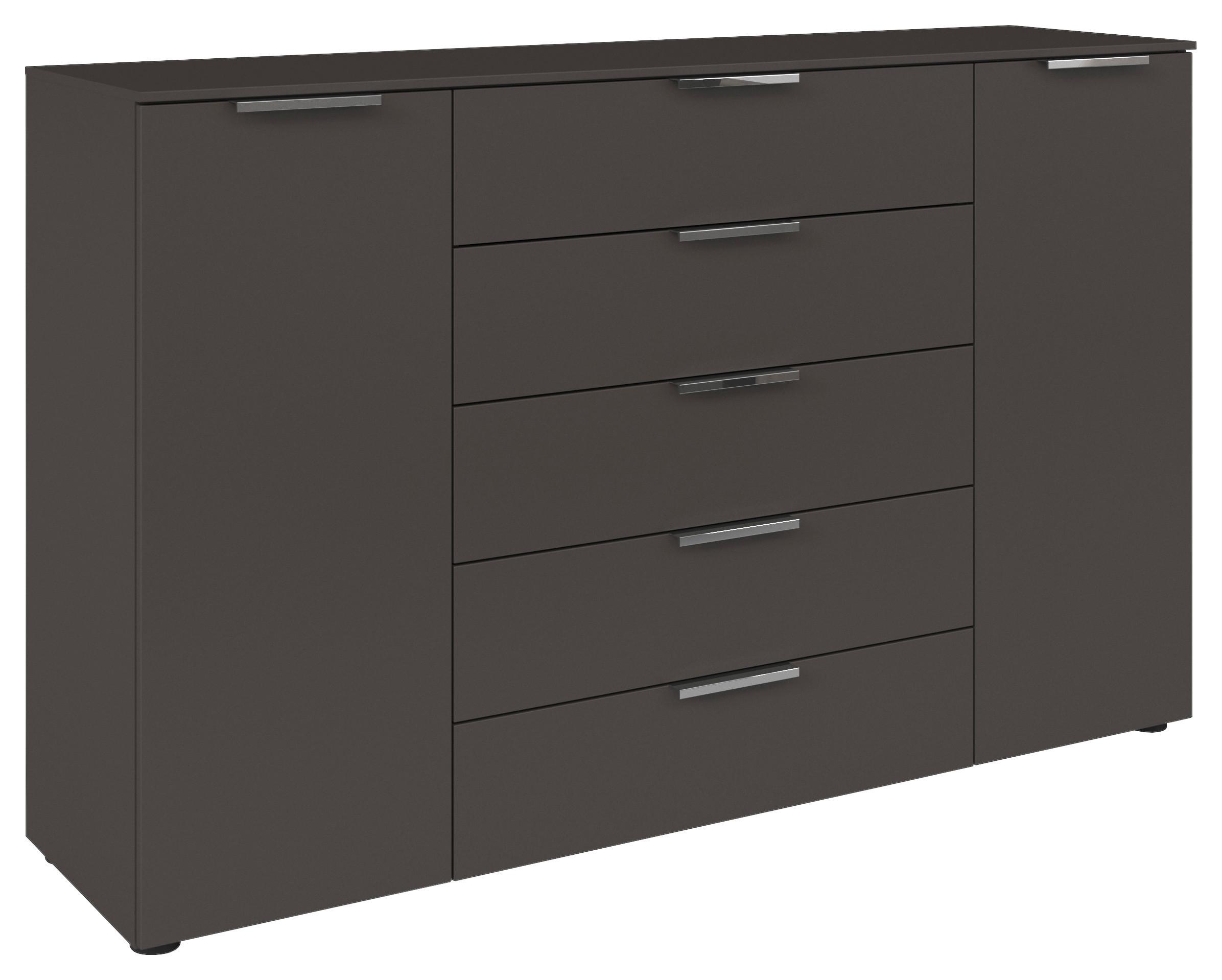 Kommode 160 cm Flipp Graphit/Chromfarben - Chromfarben/Schwarz, MODERN, Holzwerkstoff (160/100/42cm) - Rauch Möbel