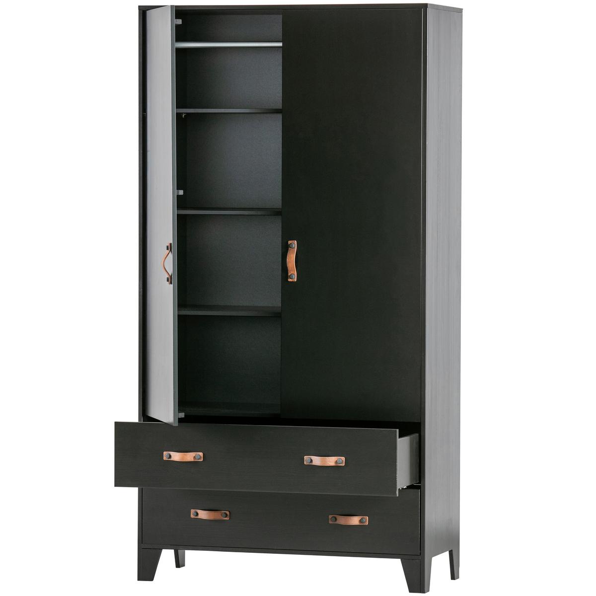DREHTÜRENSCHRANK Dian Schwarz B: 94cm - Schwarz, Basics, Holz (94/180/40cm) - MID.YOU