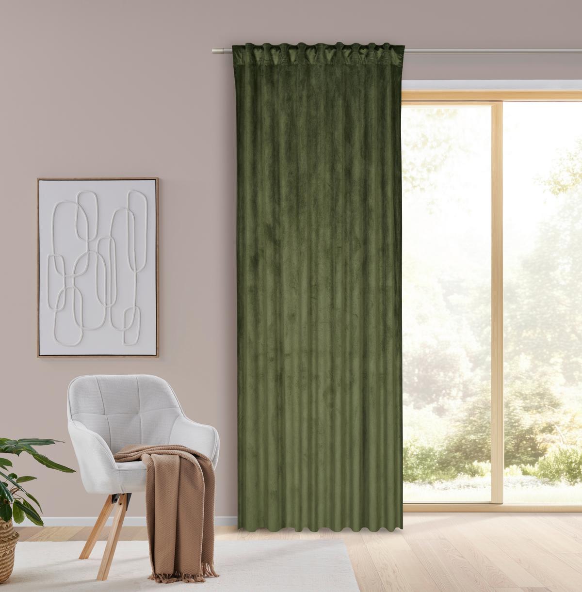 HOTOVÝ ZÁVES BIANCA - zelená, Konventionell, textil (140/245cm) - Modern Living