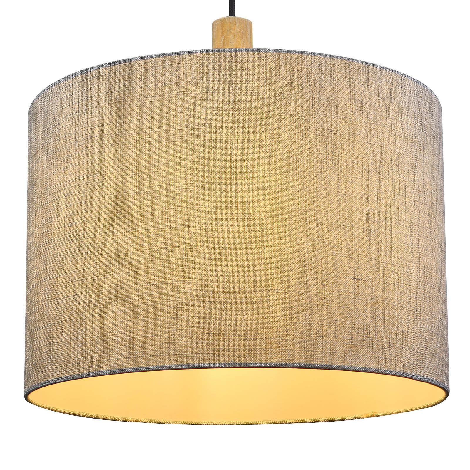 Hängeleuchte Roger H: 120 Cm 1-Flammig Mit Textil-Schirm - Schwarz/Grau, Natur, Holz/Textil (40/120cm) - Globo