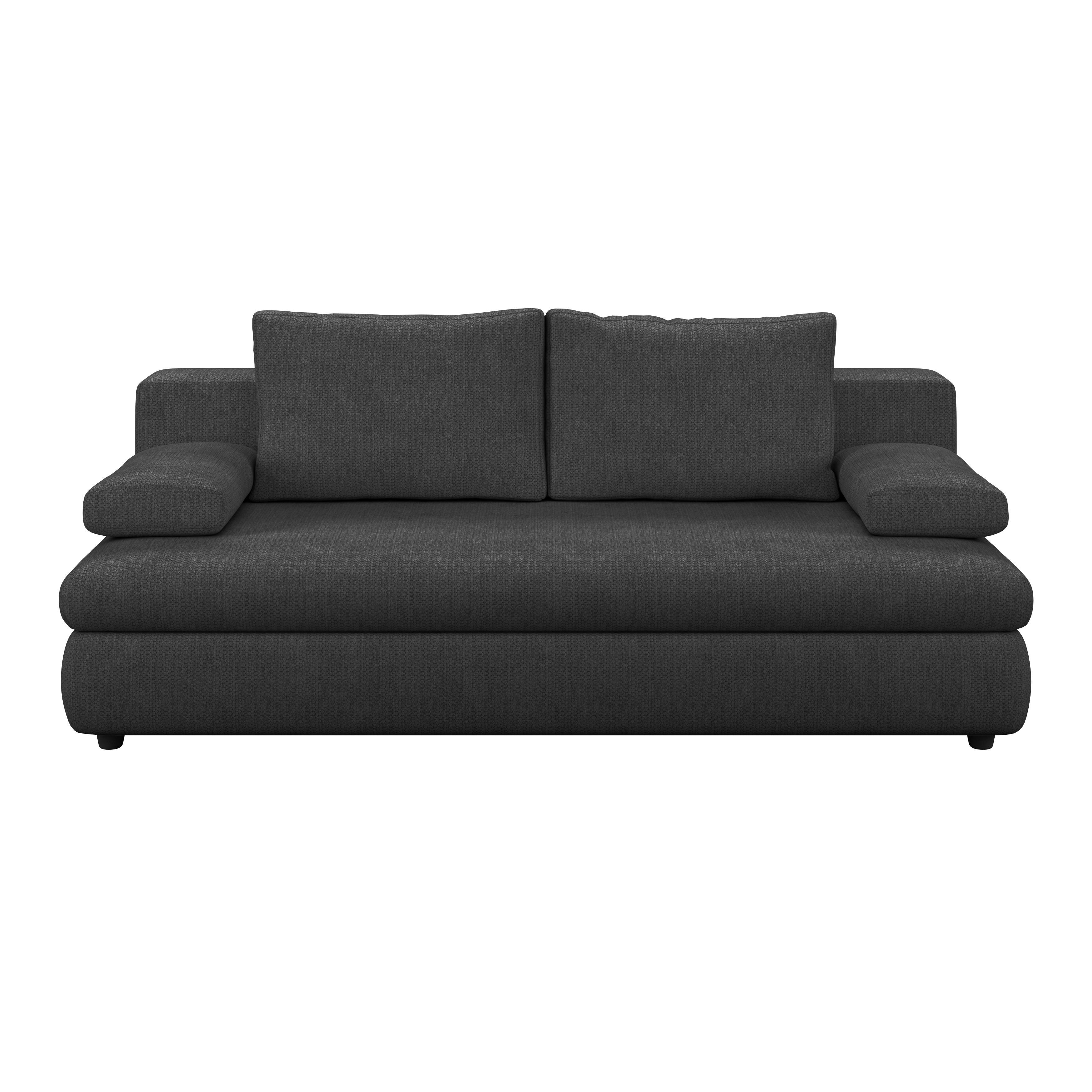 3-Sitzer-Sofa Mit Schlaffunktion Olso Schwarz - Schwarz, Trend, Holz/Kunststoff (205/72/100cm)