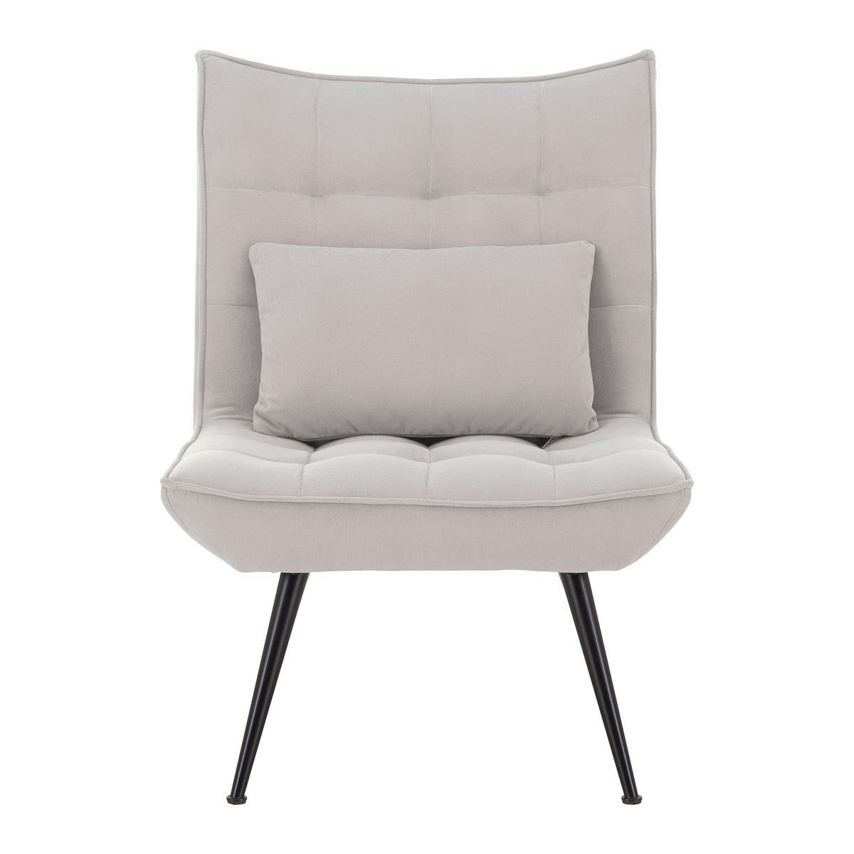 Čalouněné křeslo s podnožkou TOMA, světlešedé - černá/světle šedá, Moderní, kov/dřevo (68/95/66cm) - Bessagi Home