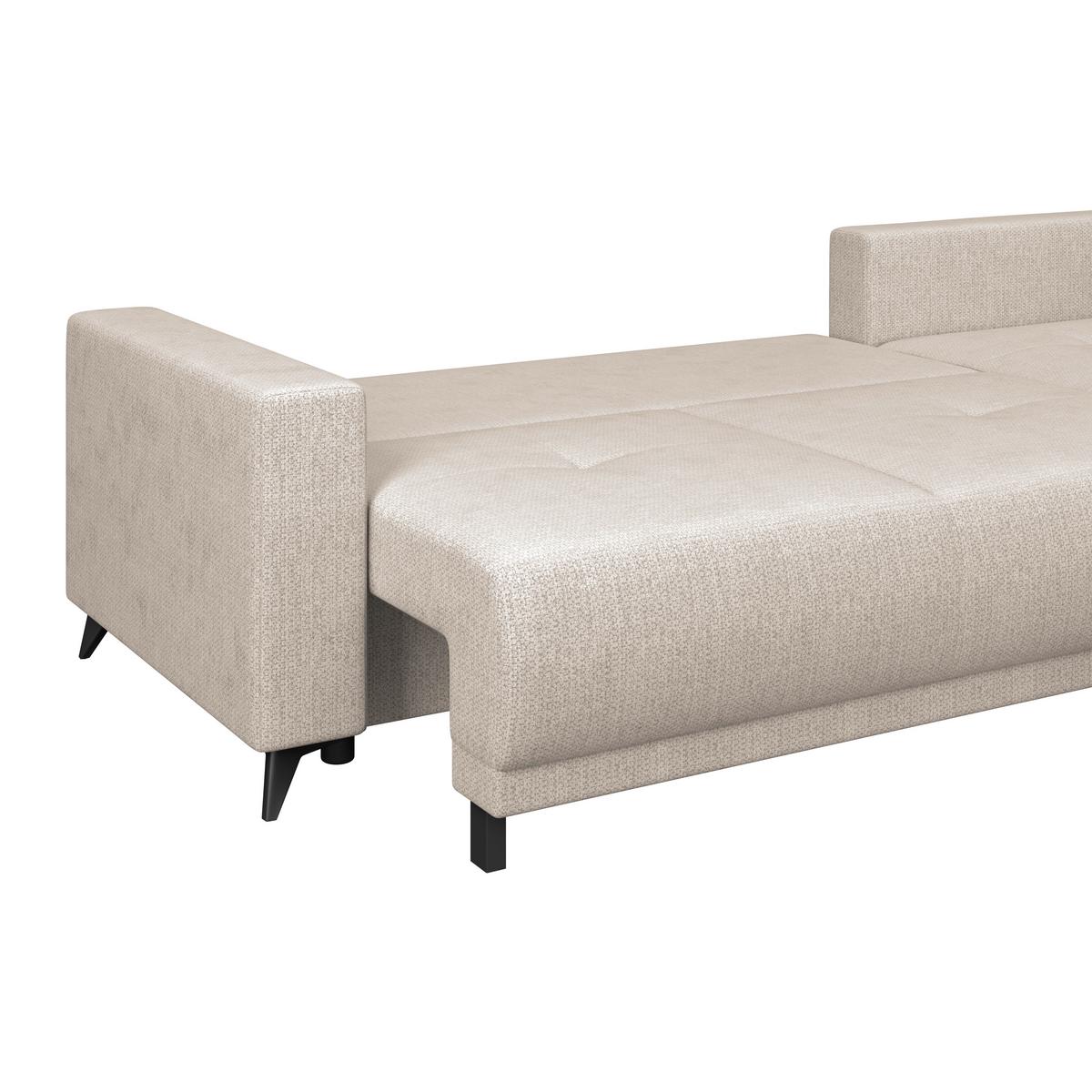 Ecksofa mit Schlaffunktion & Bettkasten Texas Hellbraun - Hellbraun/Schwarz, KONVENTIONELL, Holz (259/203cm)