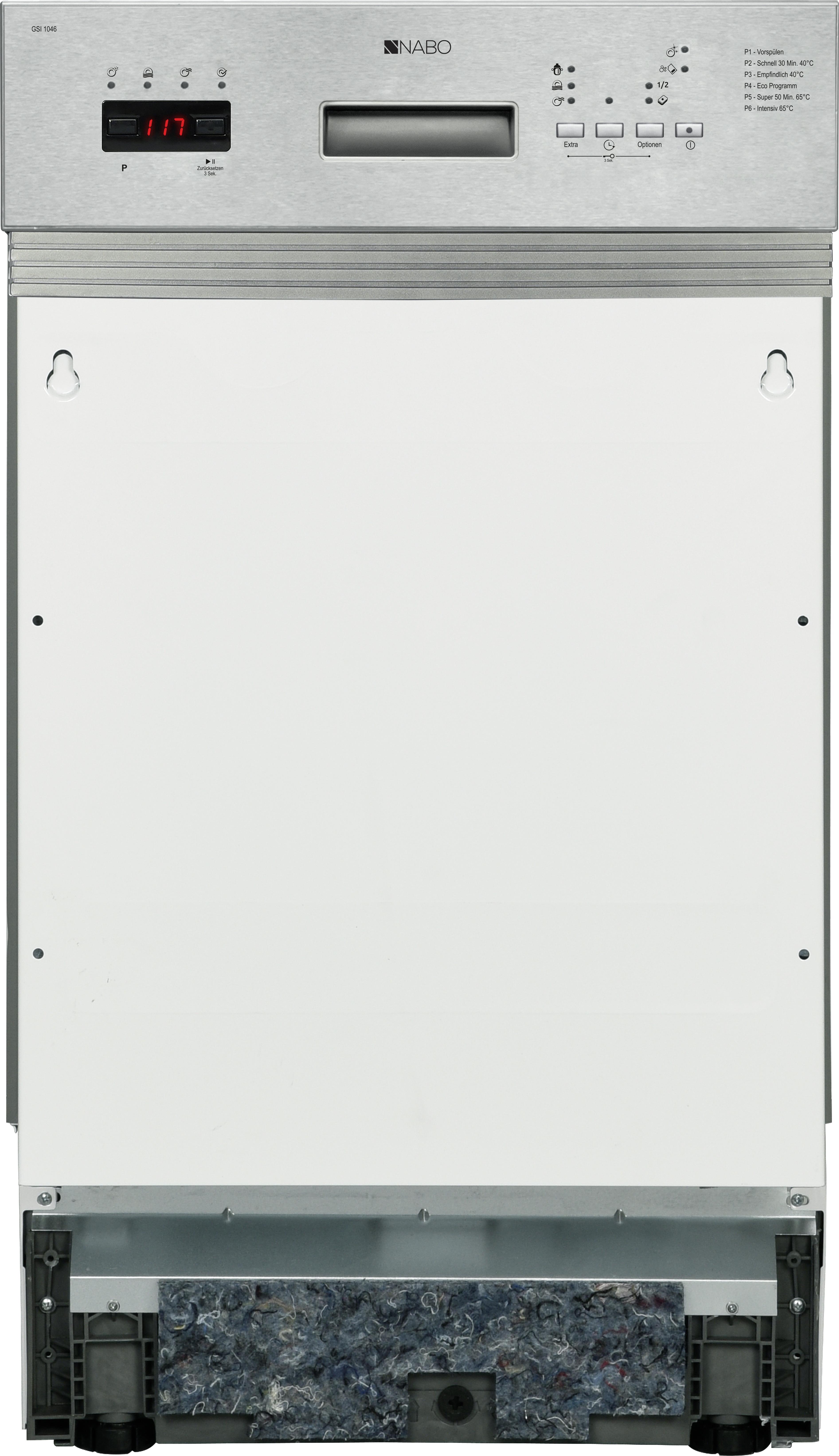 Einbau-Geschirrspüler Gsi 1047 B: 45 cm Teilintegriert - Silberfarben, Basics (45/82/57cm) - Nabo
