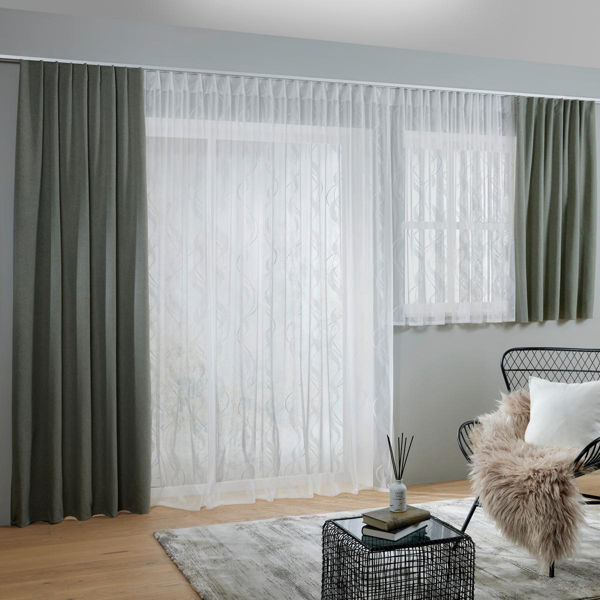 KUSOVÁ ZÁCLONA WAVE STORE 3 - biela, textil (300/245cm) - Modern Living