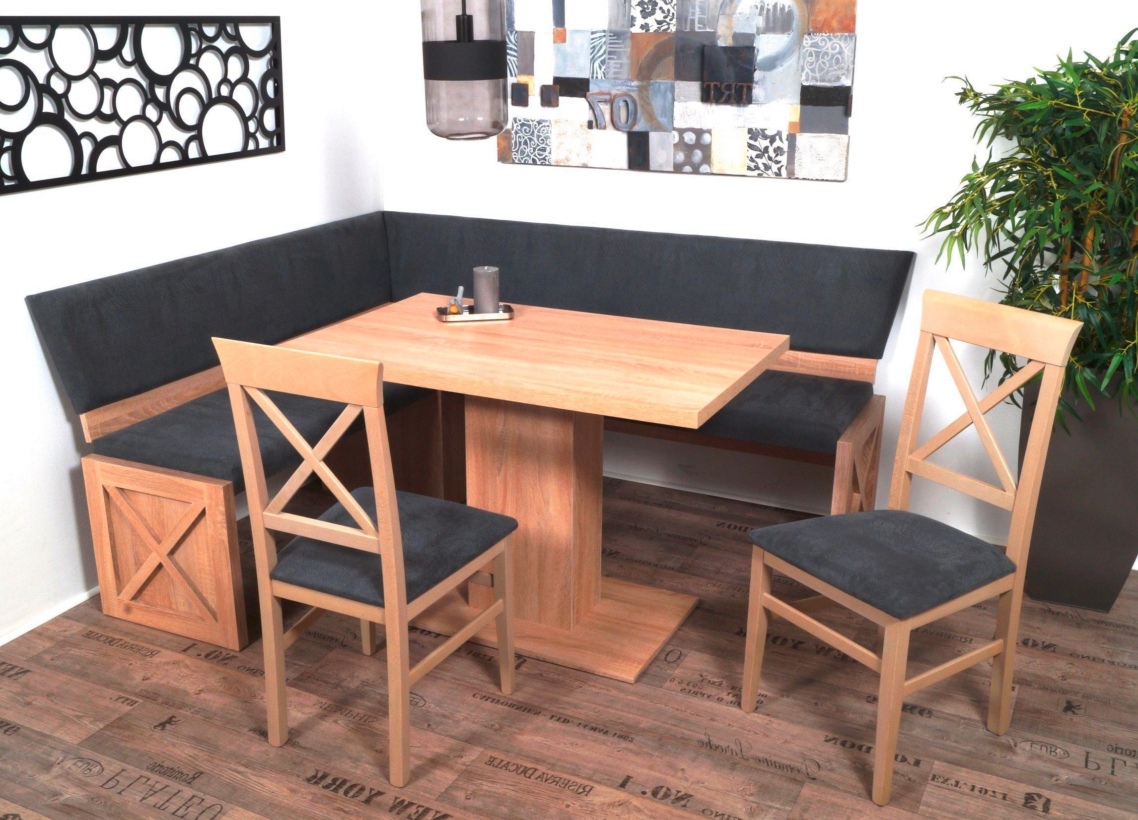 Eckbank Madrano Kansas Grau, Eiche S: 150 Cm - Grau/Sonoma Eiche, KONVENTIONELL, Holzwerkstoff/Textil (150/185cm) - MID.YOU