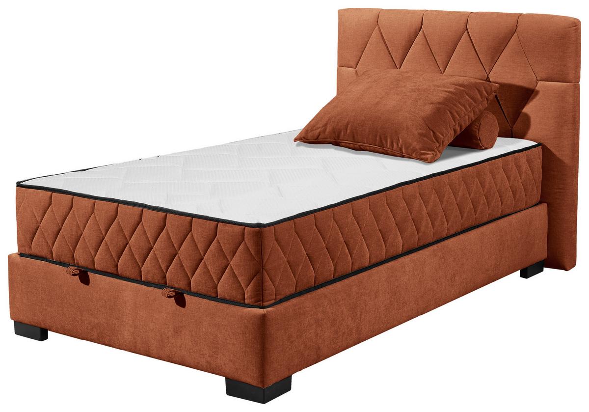 Boxbett Nagol B - Cognac/Schwarz, MODERN, Holzwerkstoff/Textil (120/200cm) - MID.YOU
