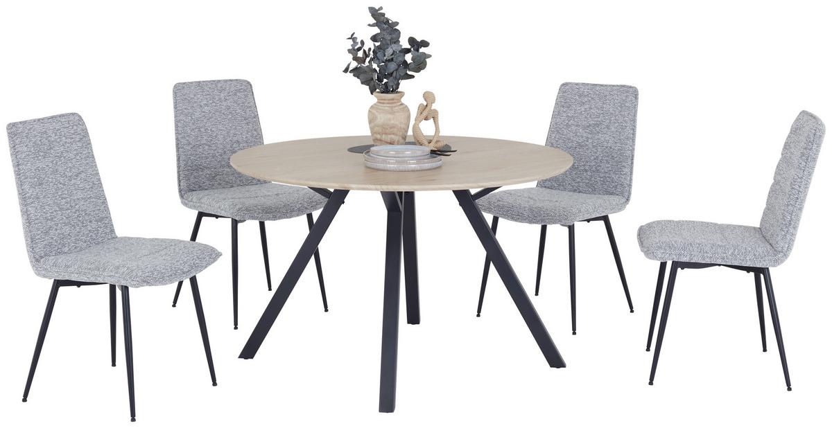 Esstisch Rund Arno 120x76 Naturfarben - Schwarz/Naturfarben, KONVENTIONELL, Holzwerkstoff/Metall (120/76/120cm)