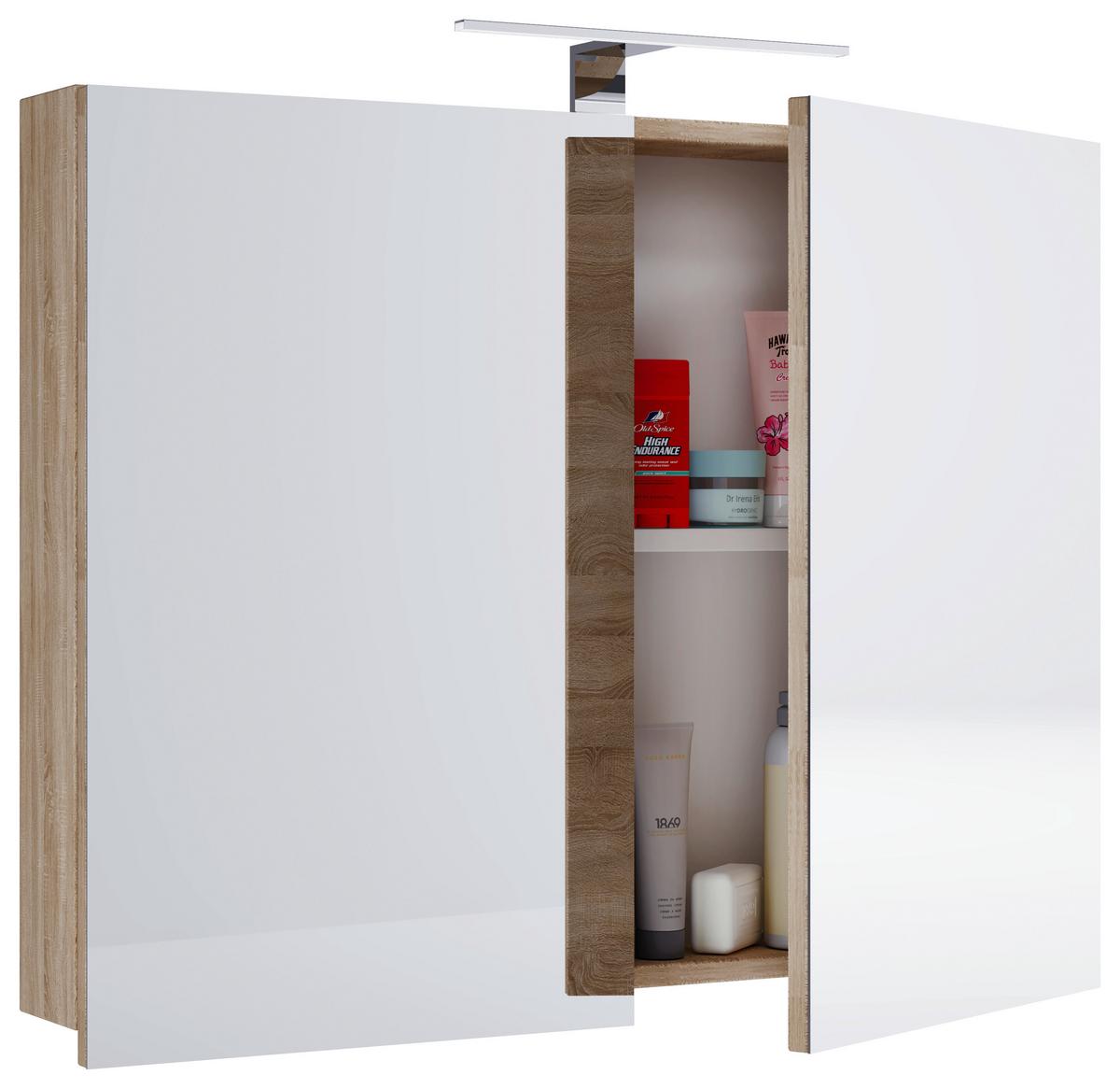 Spiegelschrank Badinos Sonoma Eiche B: 80 Cm - Sonoma Eiche, MODERN, Glas/Holzwerkstoff (80/59,2/12cm) - MID.YOU