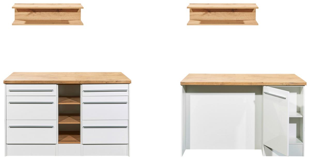 Kücheninsel Gabriel Kücheninsel 150cm - Wildeiche/Weiß Hochglanz, Design, Holzwerkstoff (150/91/90cm) - Respekta