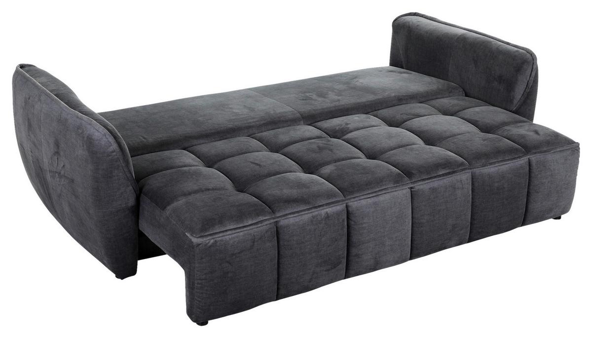 2-sitzer-sofa Mit Schlaffunktion Meyford B:250cm - Dunkelgrau/Schwarz, KONVENTIONELL, Textil (250/70/118cm) - MID.YOU