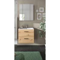 Badezimmer Ice Eiche Artisan Dekor B: 60cm - Eiche Artisan/Weiß, Basics, Keramik/Holzwerkstoff (60cm) - MID.YOU
