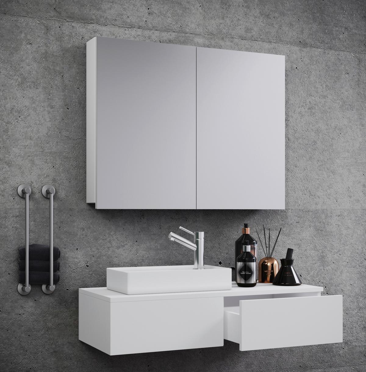 Badezimmer Gudas Weiß B: 85 Cm - Weiß, MODERN, Keramik/Holzwerkstoff (85cm) - MID.YOU