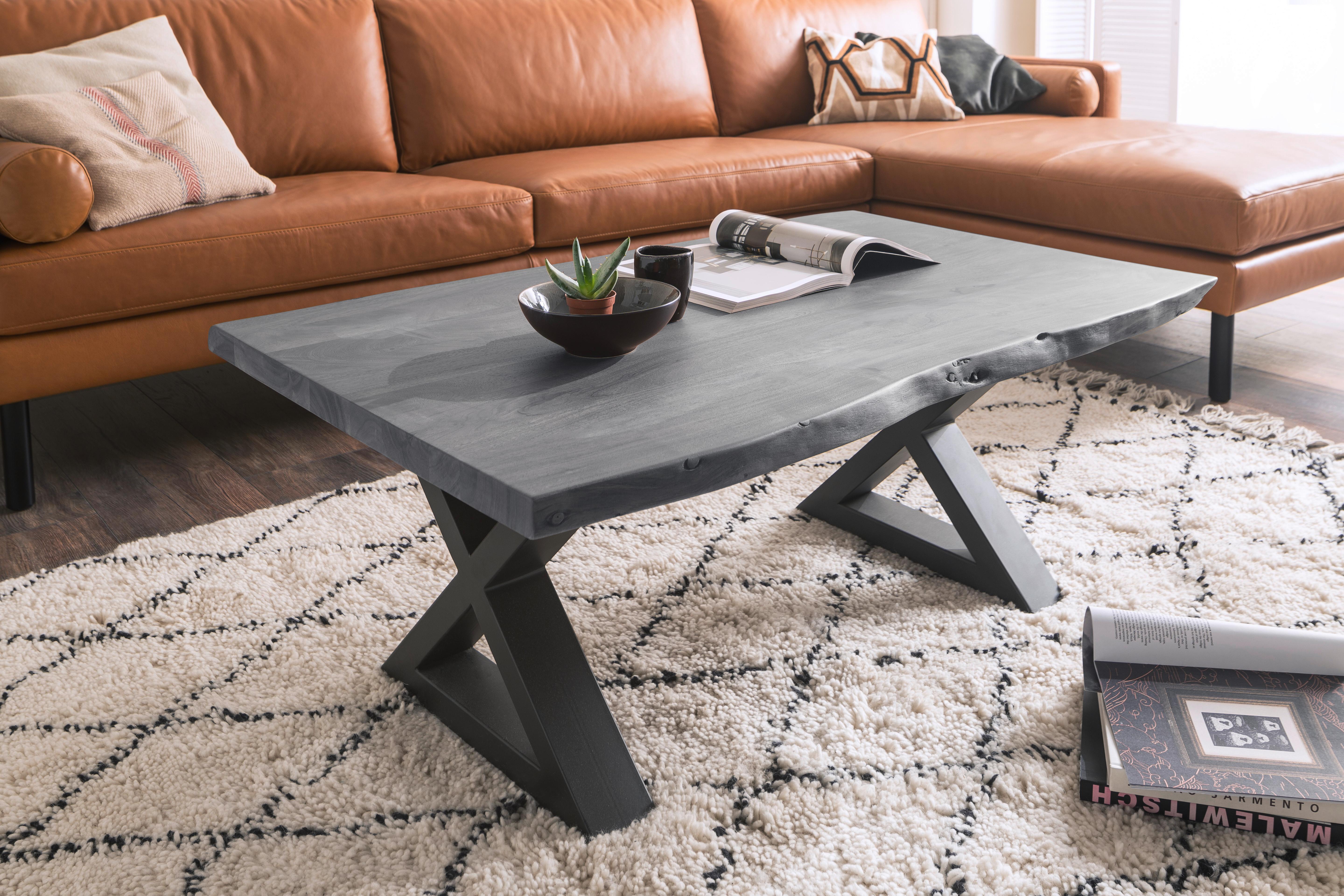 Couchtisch Holz Massiv Cartagena Grau/anthrazit - Anthrazit/Grau, MODERN, Holz/Metall (110/45/70cm)