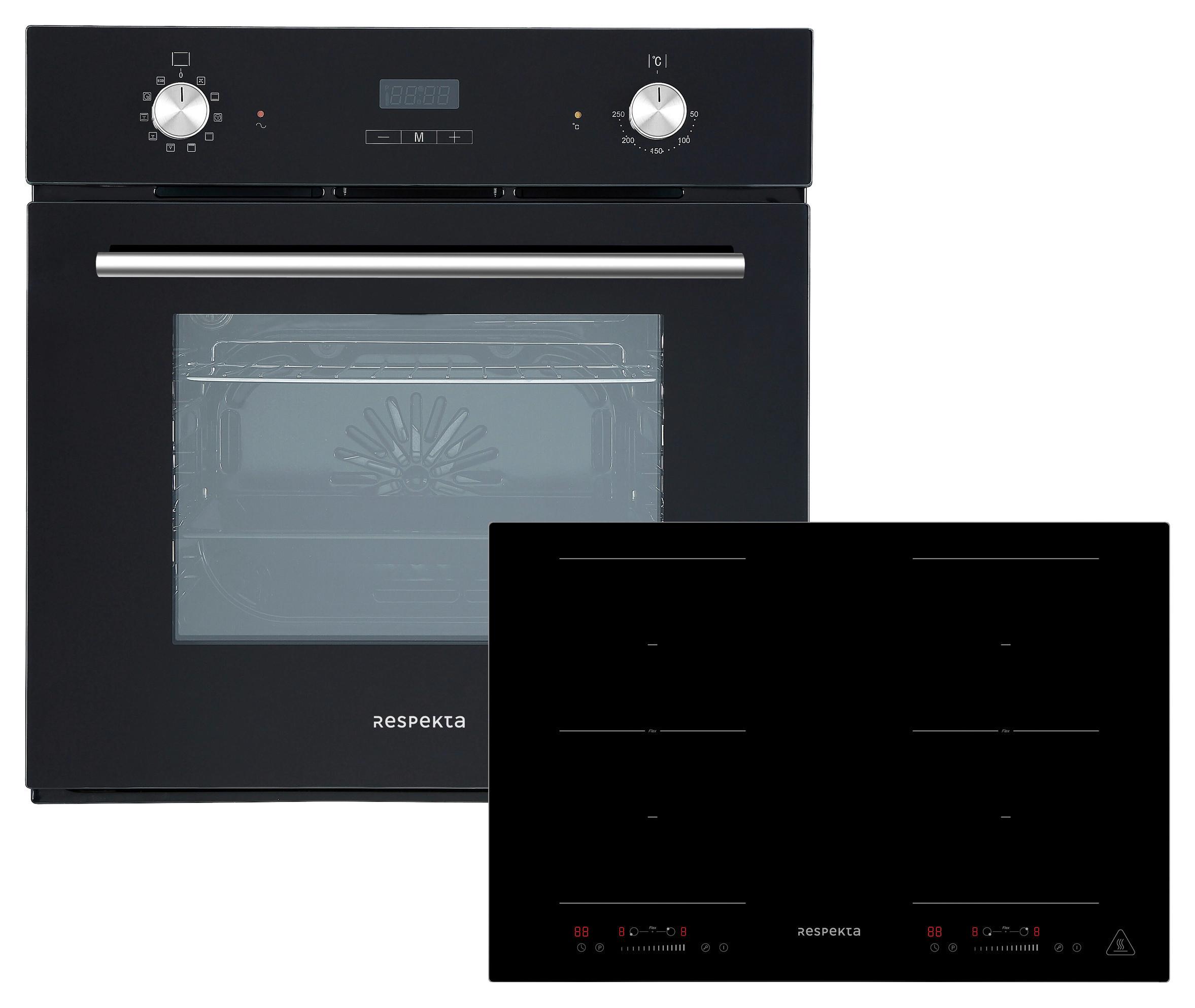 Einbauherd-Set B: 59,5 cm Elektro-Glaskeramik/ Autark - Schwarz, Trend, Glas/Metall (59,5/59/55cm) - Respekta