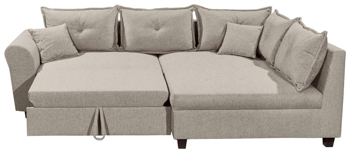 Ecksofa Liz Sandfarben S: 252x175 cm - Sandfarben/Schwarz, MODERN, Textil (252/175cm) - Livetastic