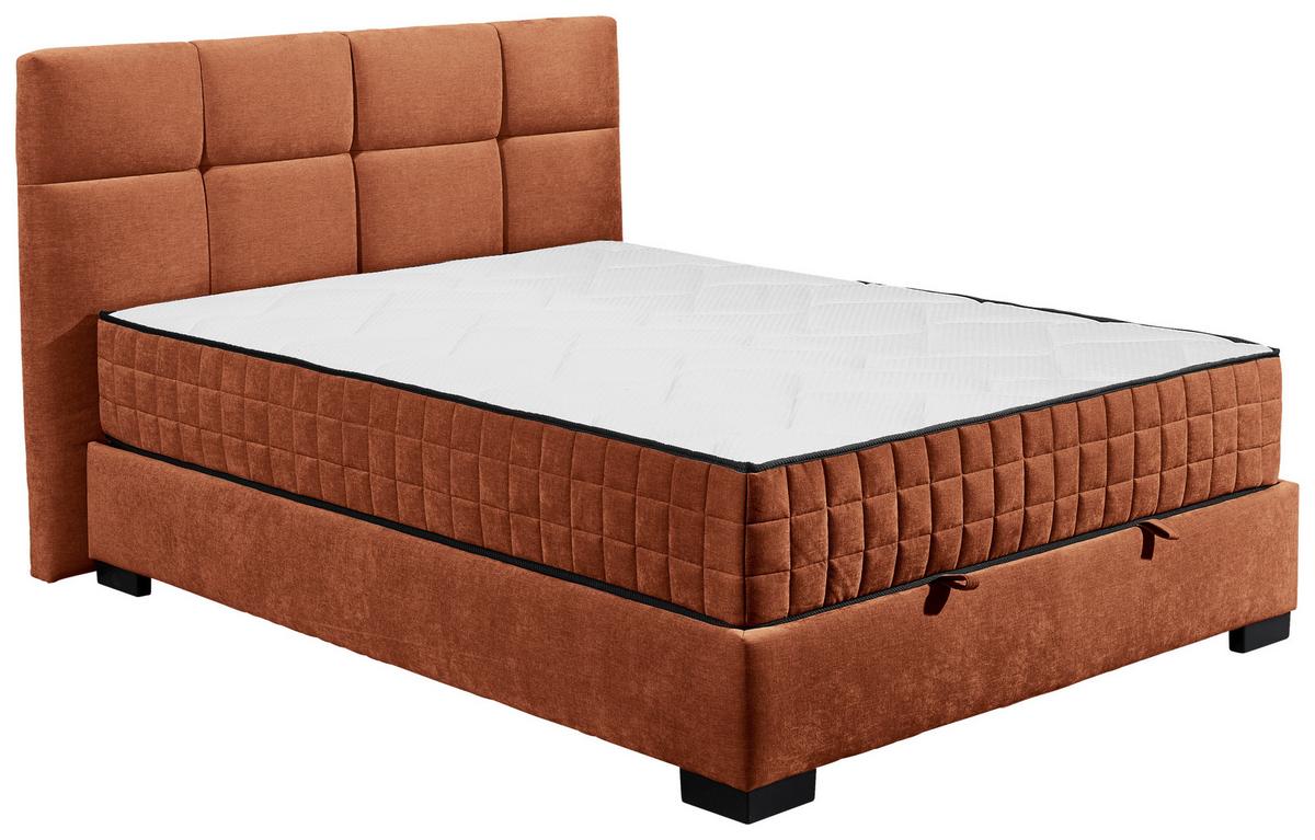 Boxbett Nagol A - Cognac/Schwarz, MODERN, Holzwerkstoff/Textil (120/200cm) - MID.YOU