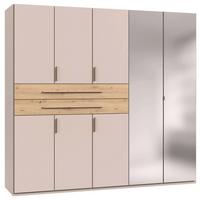Šatníková skrińa LUMIO, šírka 225 cm - kašmírová/strieborná, Konventionell, kompozitné drevo/sklo (225/208/58cm) - Modern Living