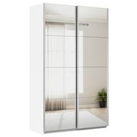 Tolóajtós Szekrény Feldkirch 136/229 Cm - ezüst/fehér, Modern, faalapú anyag/Üveg (136/229/62cm)