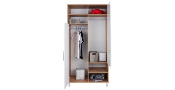 Kleiderschrank mit Fächern 98cm Box, Weiß/Eiche Dekor - Eichefarben/Weiß, MODERN, Holzwerkstoff (98/205/55cm) - Ondega