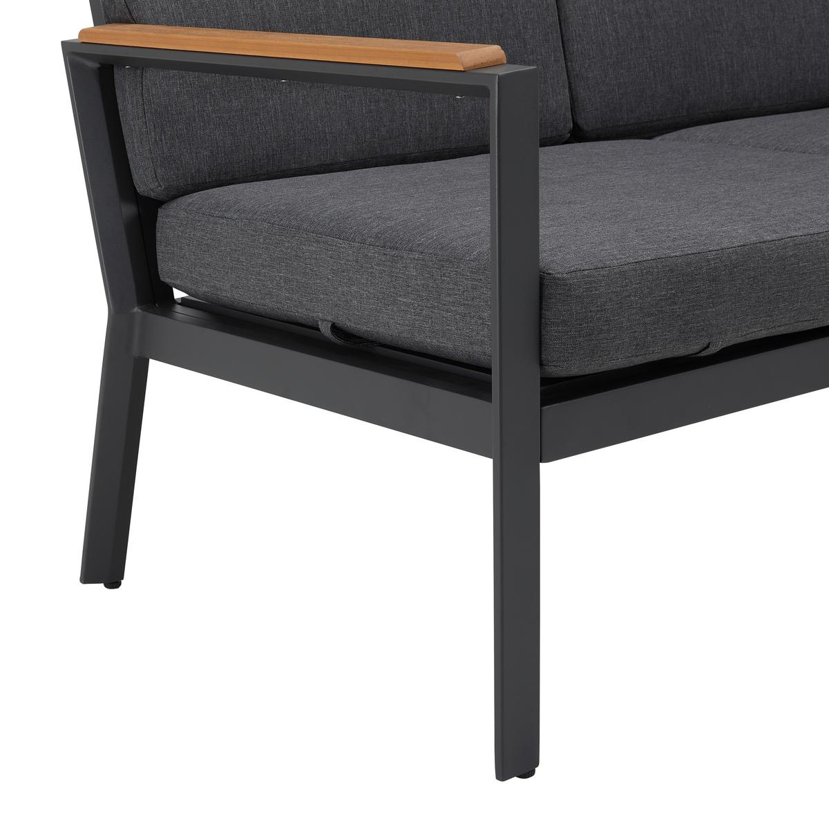 Zahradní sedací souprava ELEONORA - tmavě šedá/přírodní barvy, Moderní, kov/textil (263/84/77cm) - Bessagi Garden