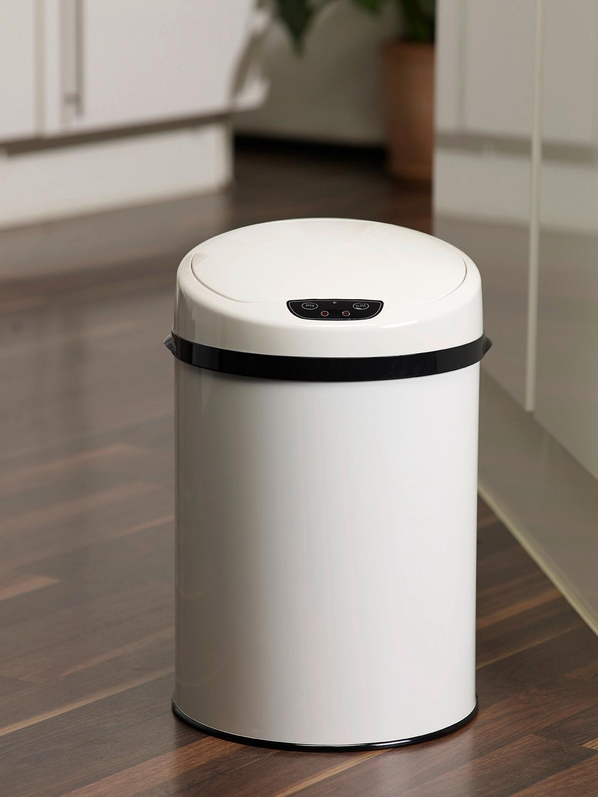 Echtwerk Badabfalleimer 9 L Edelstahl, Weiß Hochglanz - Weiß Hochglanz/Schwarz, Basics, Kunststoff/Metall (24,5/24,5/37,5cm) - Echtwerk