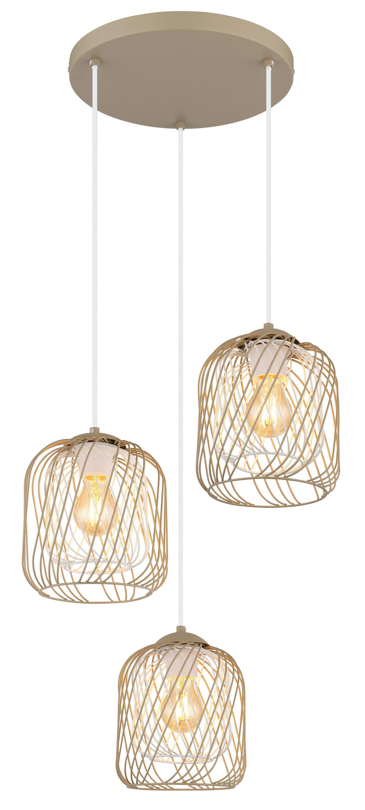 Hängeleuchte Dichti D: 39,4 cm Creme Weiß Sandfarben - Sandfarben/Creme, Basics, Kunststoff/Metall (39,4/150cm) - Globo