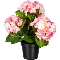 Kunstpflanze Blühpflanzen Rosa/grün, 32 Cm - Rosa/Grün, Design, Kunststoff (32cm) - P & B