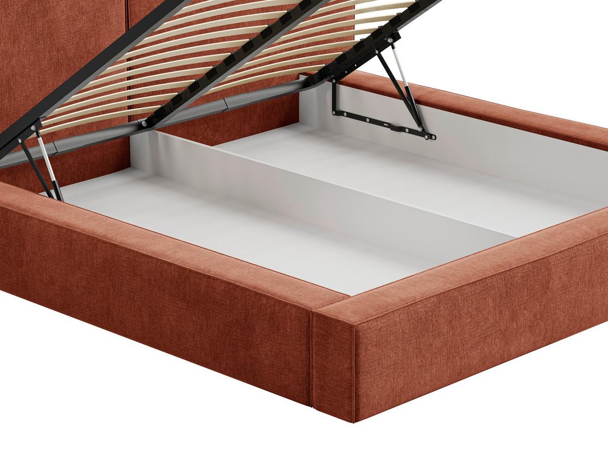 Polsterbett Jasmine mit Bettkasten 140x200 - Terracotta/Schwarz, MODERN, Holz (140/200cm) - Livetastic