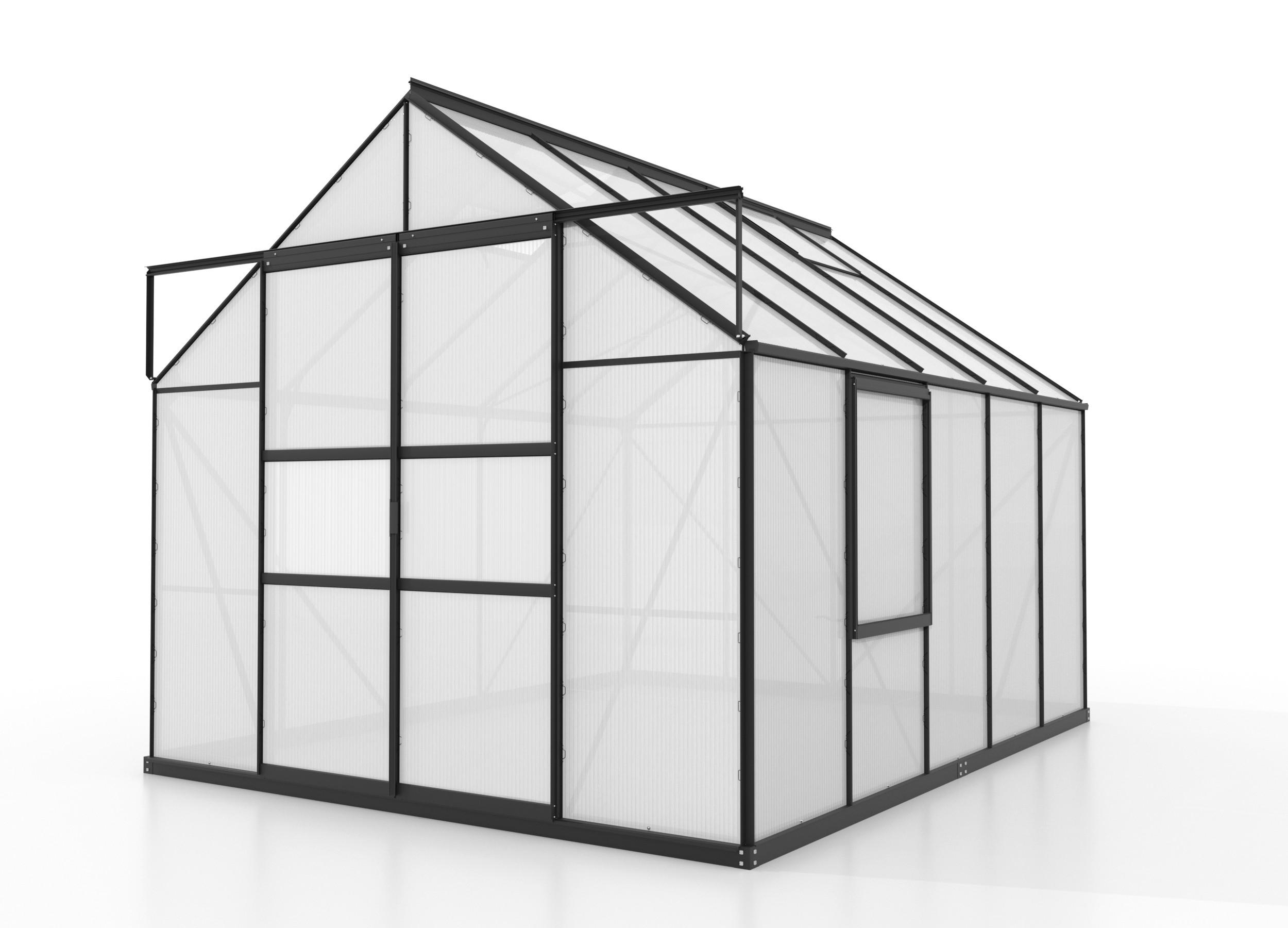 Gewächshausbausatz Meridian 2 8300 8,2 M2 Metall/kunststoff - Schwarz, Basics, Kunststoff/Metall (257/231,8/321cm)