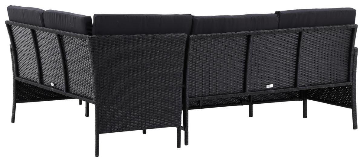 Gartenmöbel Set 4-Tlg Knock Kunststoff mit Kissen - Schwarz, KONVENTIONELL, Kunststoff - Gardenson