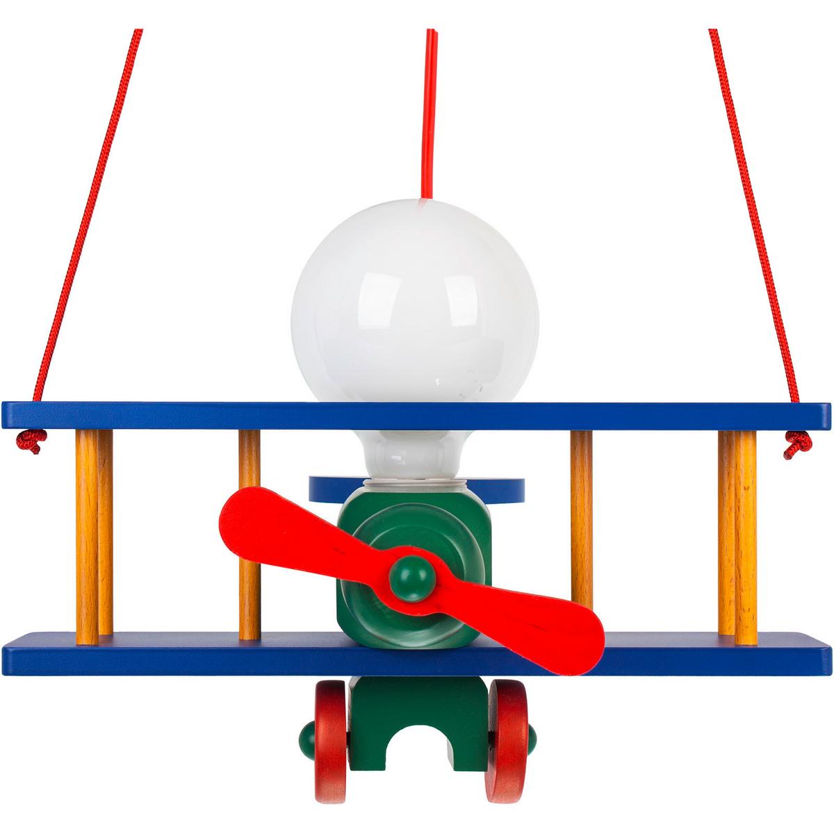 Kinderhängeleuchte Flugzeug H: 75 Cm 1-Flammig - Multicolor, Basics, Holz (29/31/75cm)