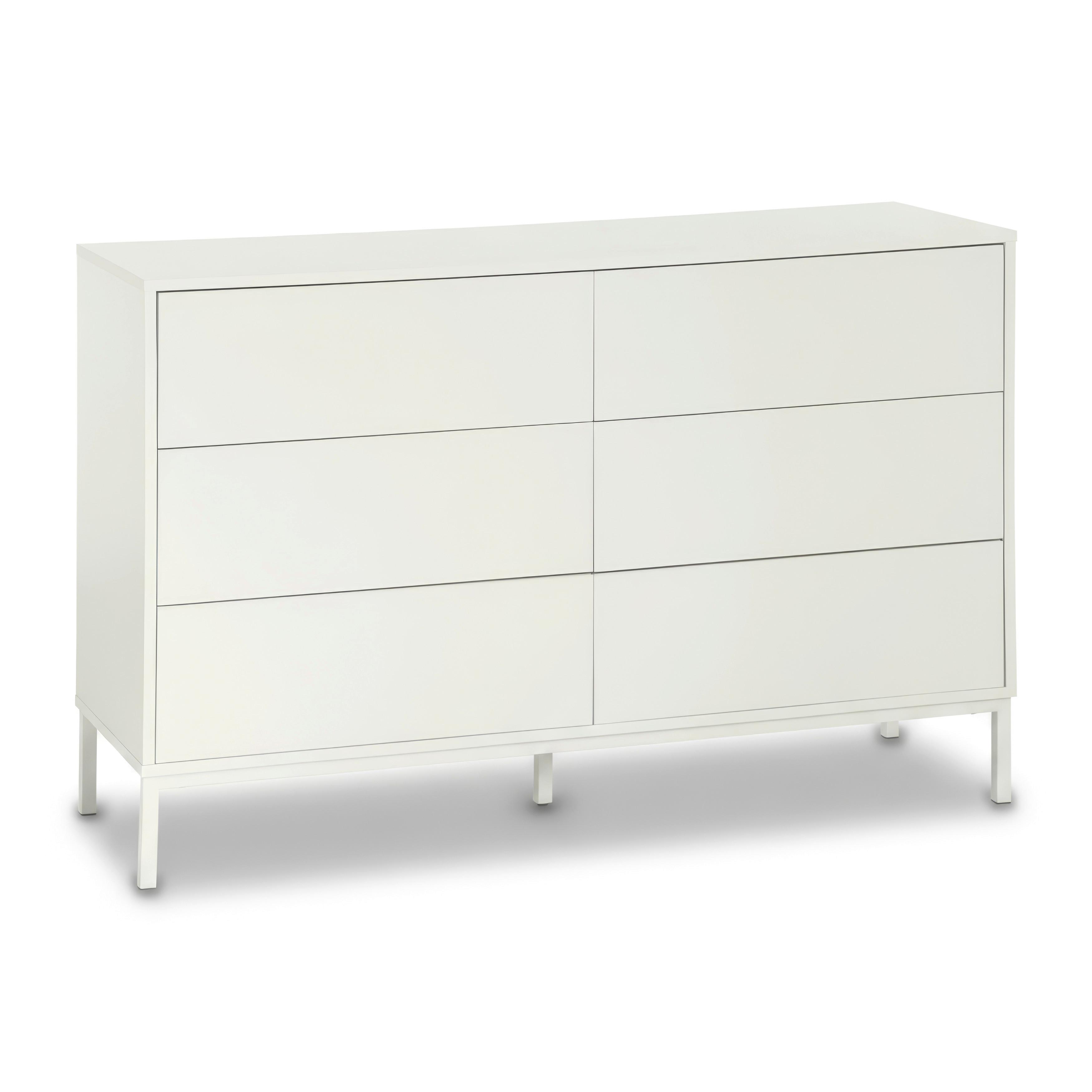 Široká komoda se 6 zásuvkami MDF/Kov s práškovým nátěrem - bílá, Moderní, kov/kompozitní dřevo (120/80/40cm) - Bessagi Home