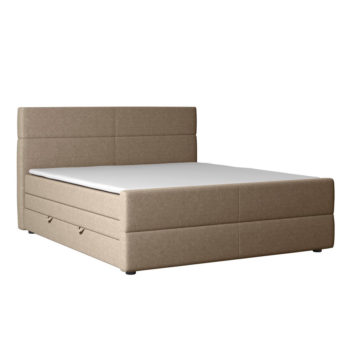 Boxspringbett mit Bettkasten Verona 180x200 cm Beige - Beige/Schwarz, MODERN, Holz/Kunststoff (180/200cm) - MID.YOU