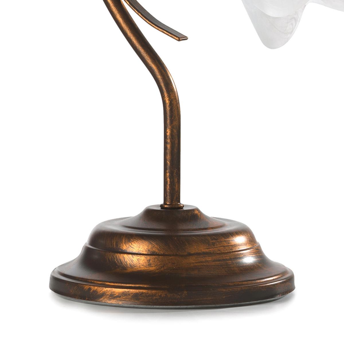 Tischleuchte Odino Braun D: 25 cm - Braun/Weiß, KONVENTIONELL, Glas/Kunststoff (25/35cm)