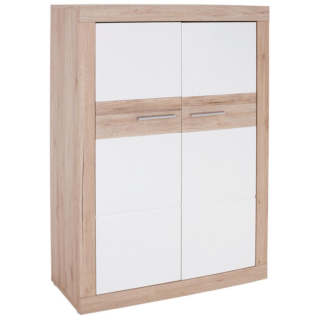 Highboard B: 96 cm Malta, San Remo Eiche Dekor/Weiß
