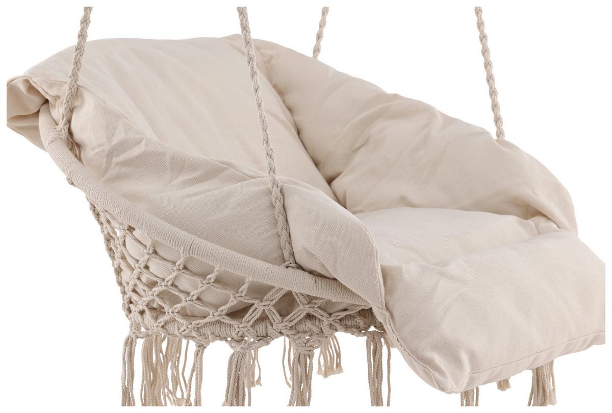 Hängesessel Hamtic mit Sitz- und Rückenkissen - Weiß, KONVENTIONELL (80/90/60cm) - Gardenson
