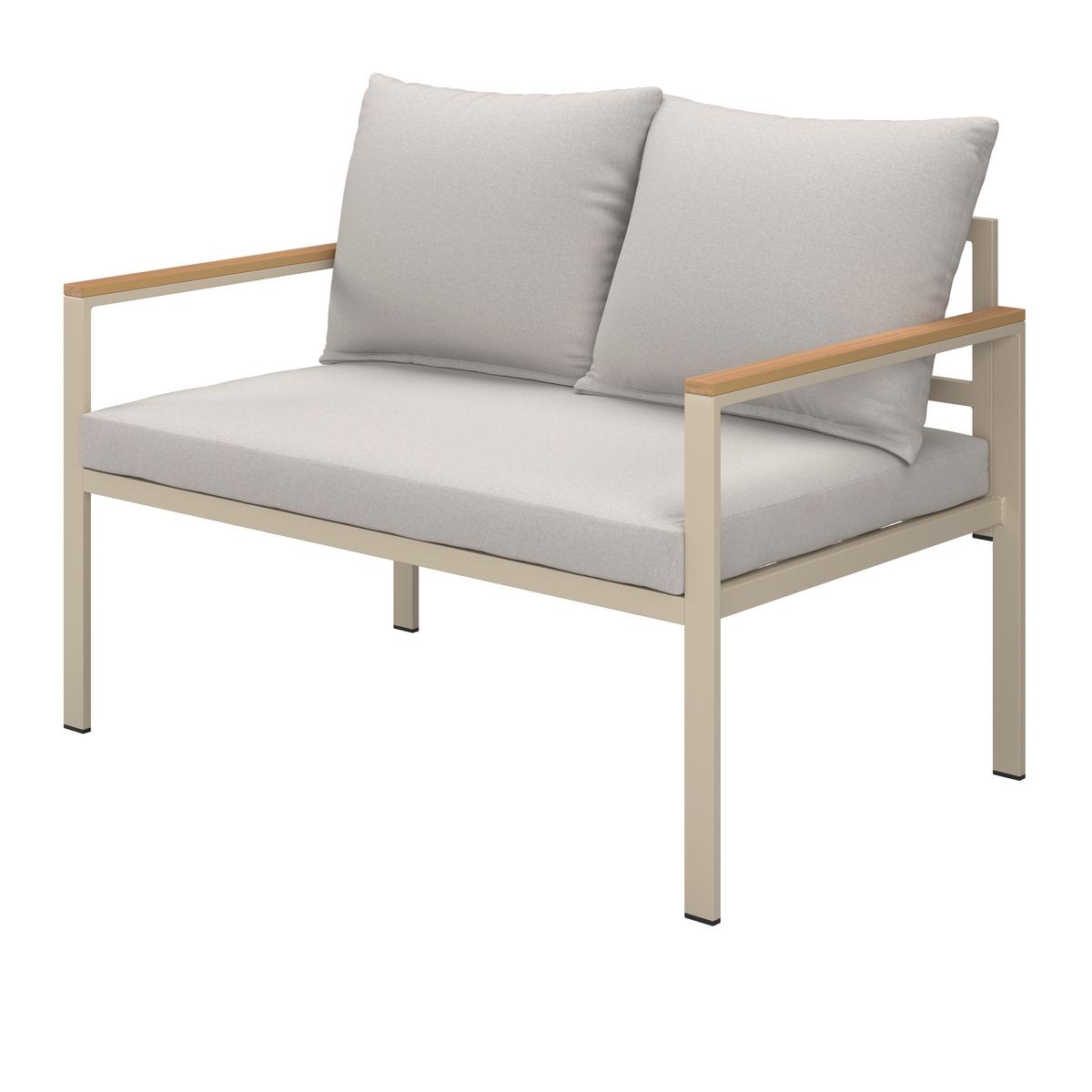 Loungegarnitur München - Beige/Hellgrau, MODERN, Glas/Textil (65/70/108cm) - Beldano